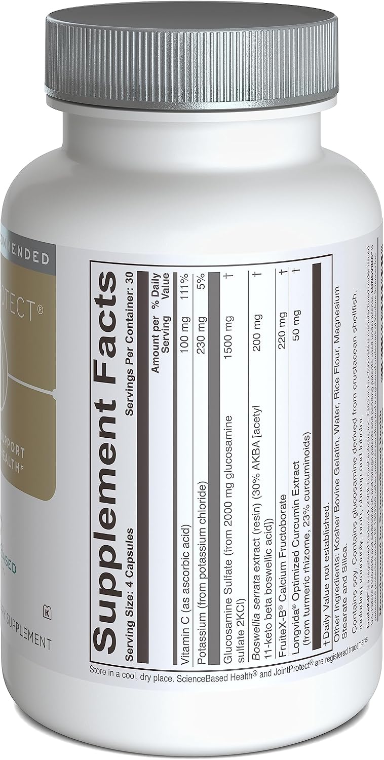 ScienceBased Health JointProtect – Advanced Joint Support with Glucosamine Sulphate, Boswellia (30% AKBA), Longvida Curcumin, FruiteX-B, & Vitamin C – for Flexibility & Cartilage Health – 120 Capsules - görsel 2