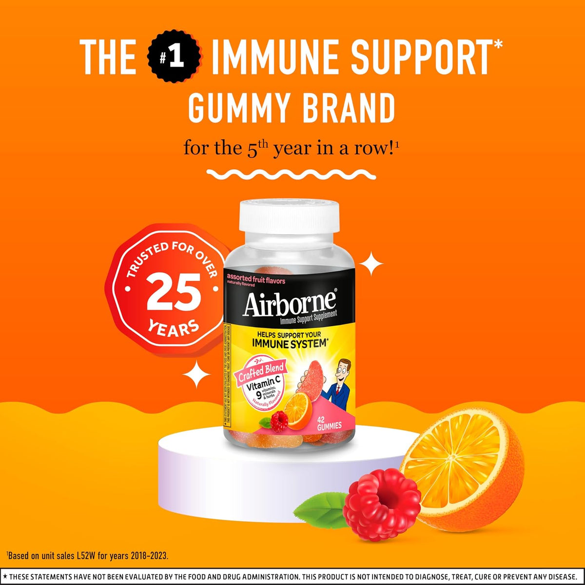 Airborne Immune Support Gummies, Assorted Fruit Flavour, 42 Ct - görsel 2