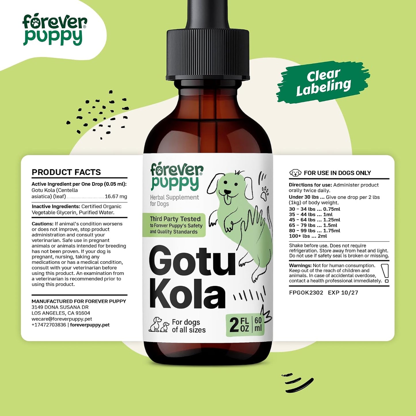 Gotu Kola Drops for Dogs – Centella Asiatica & Gotu Kola Extract for Brain Health Support – Liquid Brain Supplement for Dogs of All Breeds & Sizes – 60 ml - görsel 8