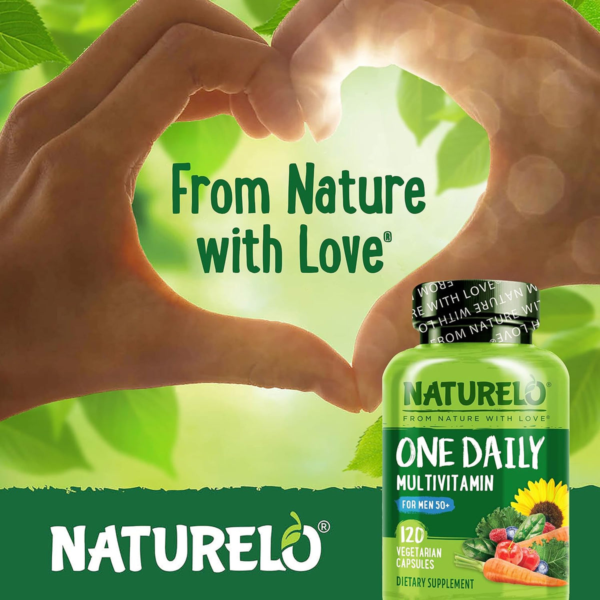 NATURELO Men's Multivitamin for Men 50+ - One Daily Multivitamin with Vitamins, Minerals & Organic Whole Foods, Boosts Energy & Health, Non-GM, 120 Vegetarian Capsules - görsel 7