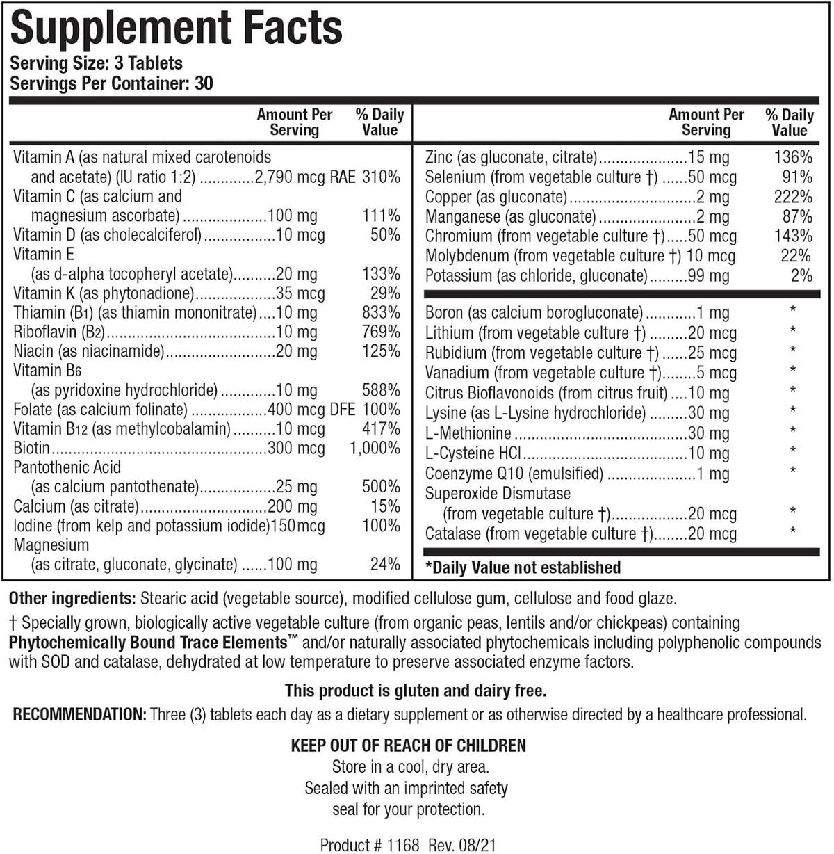 Biotics Research Bio Multi Plus - Iron-Free Multivitamin with Chelated Minerals (90 Tablets) - görsel 3