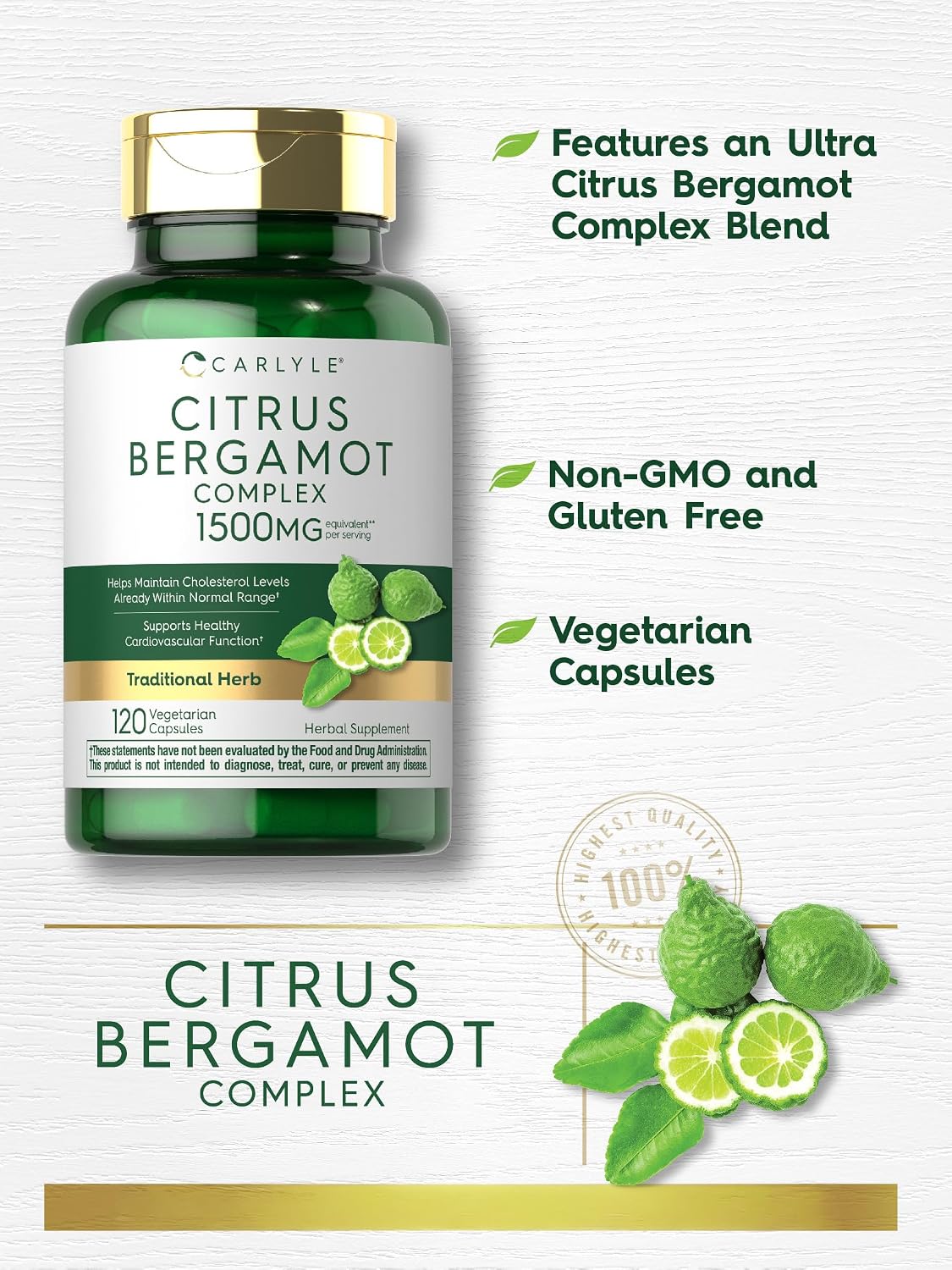 Carlyle Citrus Bergamot Supplement | Extract Complex | 120 Capsules | Non-GMO, Gluten-free - görsel 4