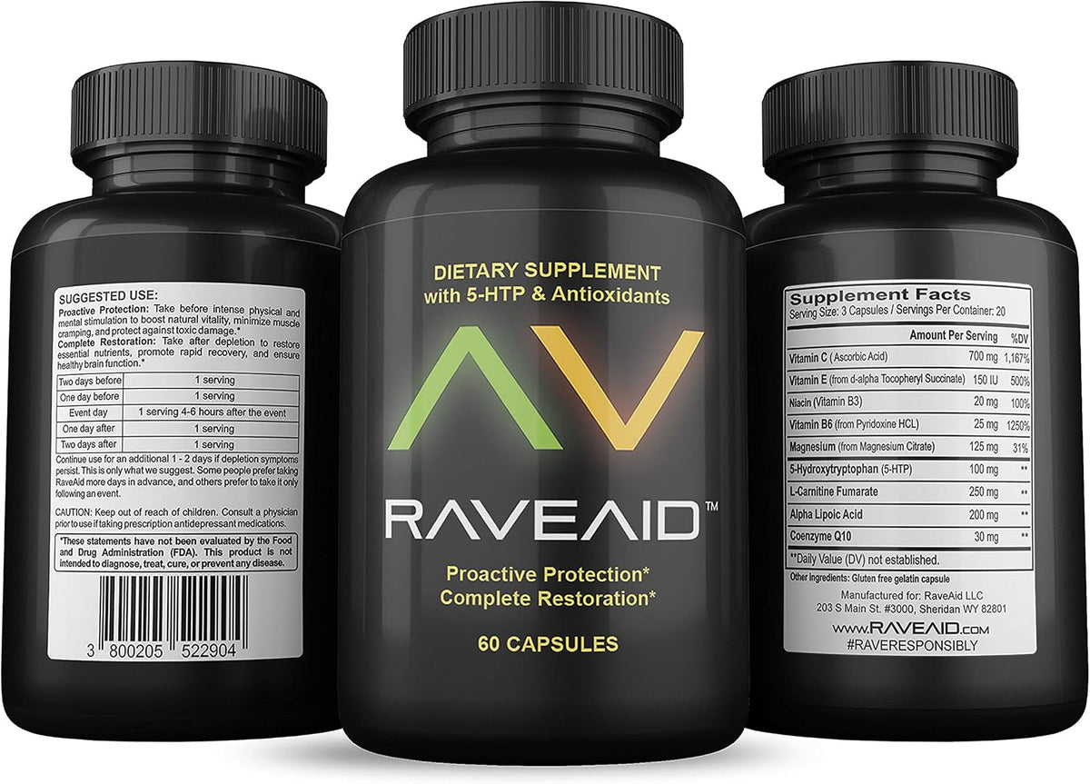 RaveAid Trusted Since 2011 - Party & Rave Recovery Supplement (60 Capsules) - görsel 1