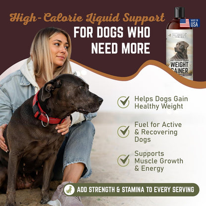 All American Canine Dog Weight Gainer Liquid – High Calorie Dog Food Supplement for Rapid Weight Gain, Mass, and Recovery – Appetite Stimulant (473 ml)
