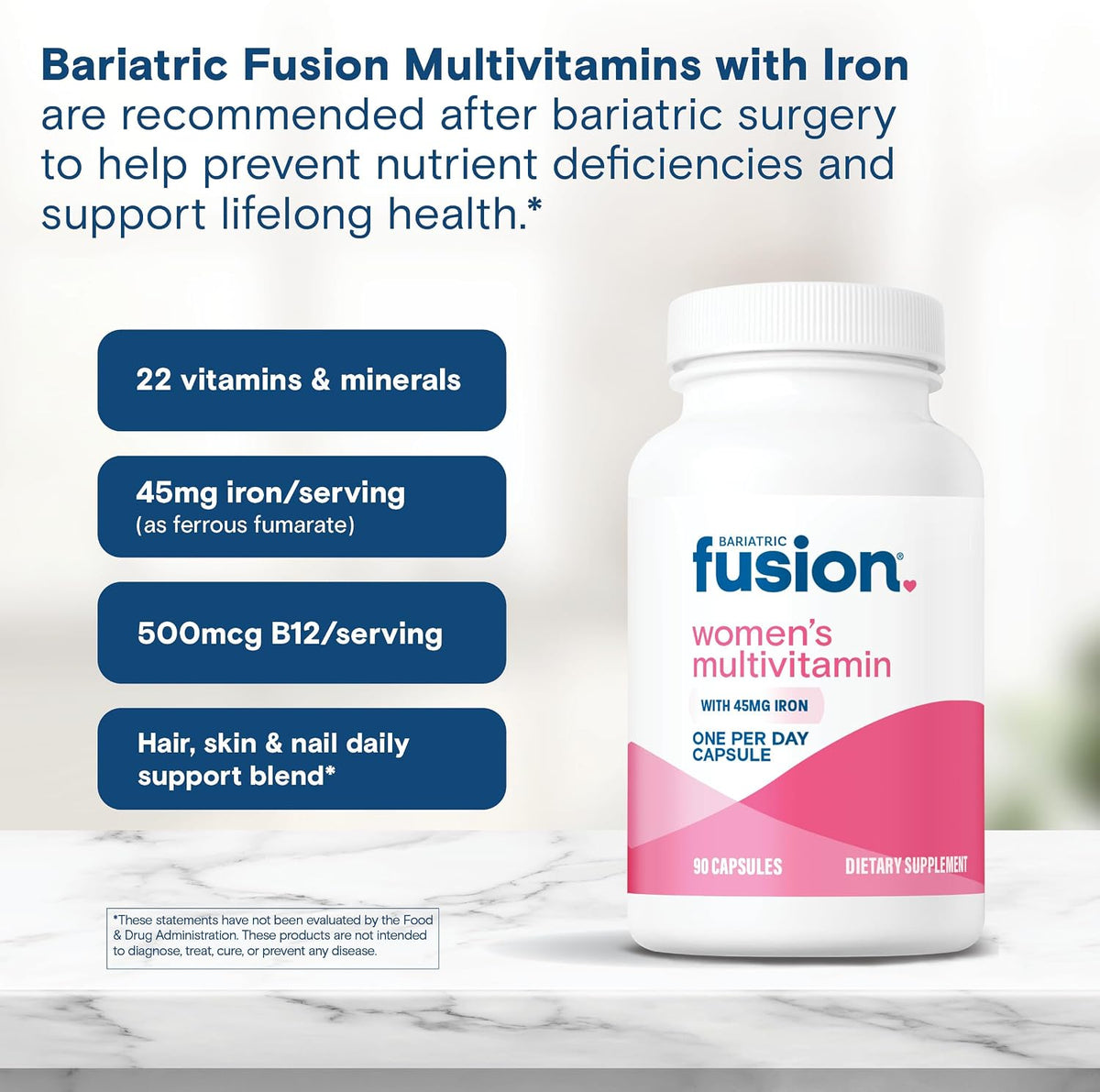 Bariatric Fusion One Per Day Bariatric Multivitamin with Iron for Women – 90 Capsules (3 Month Supply) - görsel 5