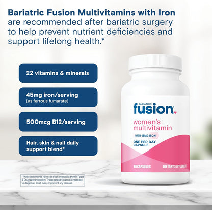 Bariatric Fusion One Per Day Bariatric Multivitamin with Iron for Women – 90 Capsules (3 Month Supply)
