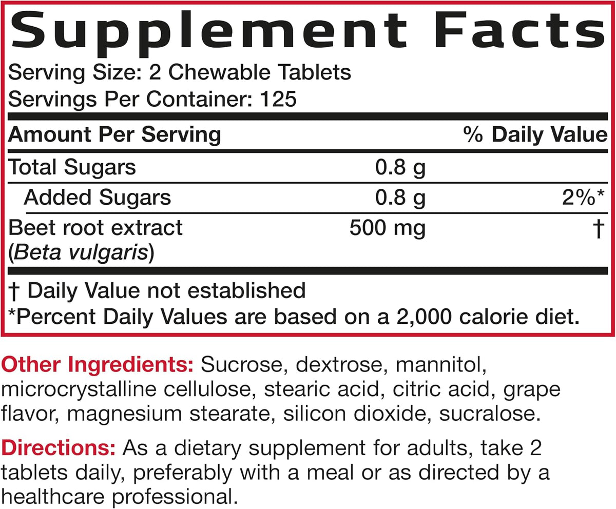 Bronson Beet Root Chewables, Grape Flavoured - Extra Strength, Non-GMO, 250 Chewable Tablets - görsel 6