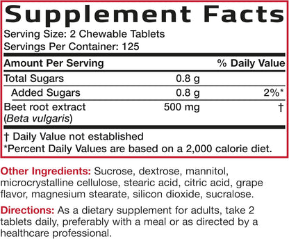 Bronson Beet Root Chewables, Grape Flavoured - Extra Strength, Non-GMO, 250 Chewable Tablets
