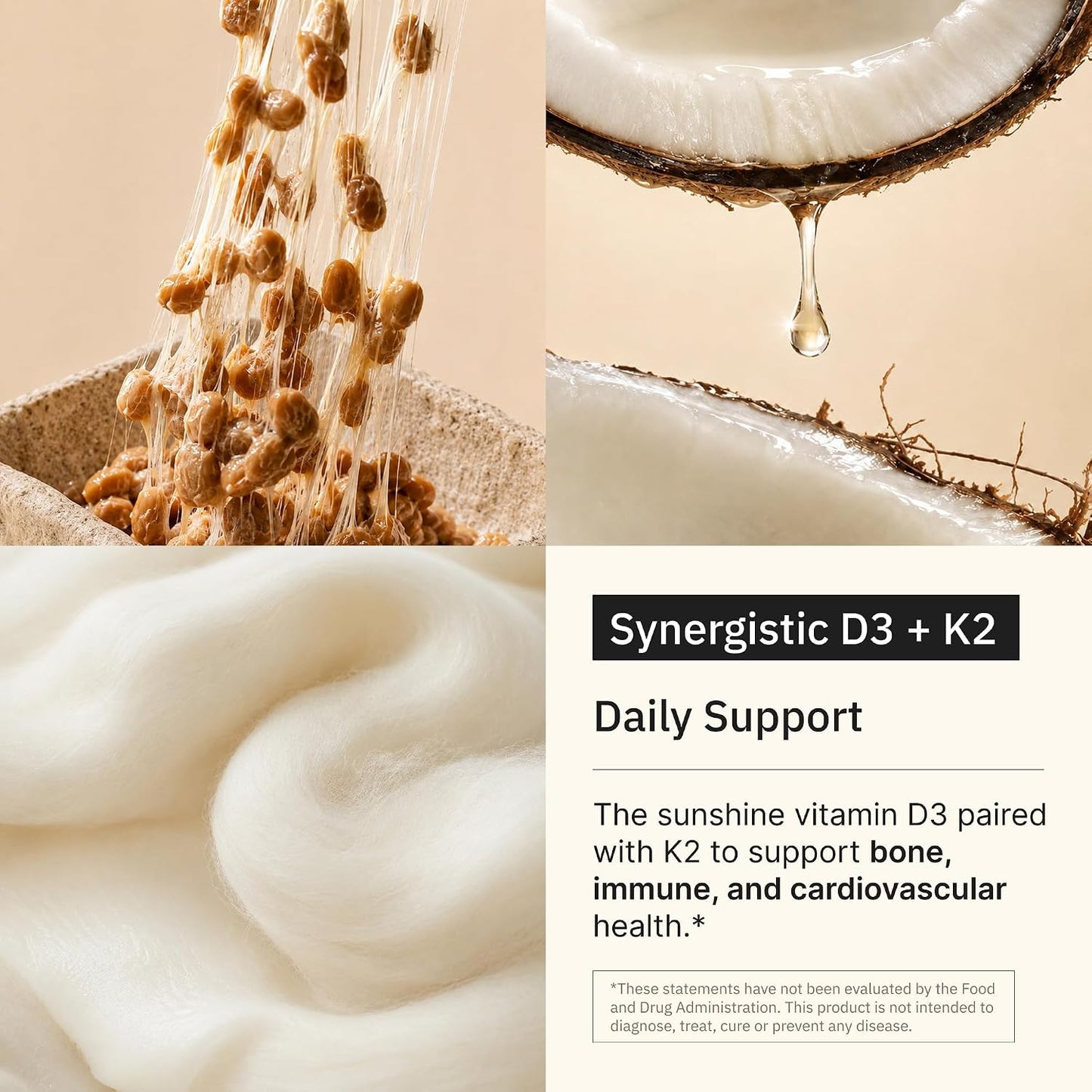 NATUREVOL Vitamin D3 10,000 IU + K2 200mcg with Coconut Oil - 240 Soft gel capsules - görsel 3