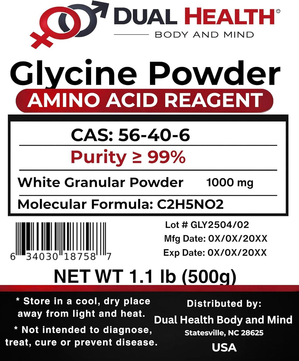Glycine Powder (500g) Pure Free Form Glycine Bulk Supplement, Sleep Amino Acid, Non-GMO, Gluten-free - görsel 2