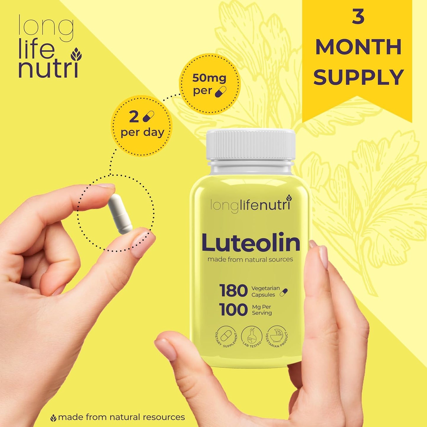 Luteolin Food Supplement 100mg – 180 Vegetarian Capsules, 3-Month Supply - görsel 5