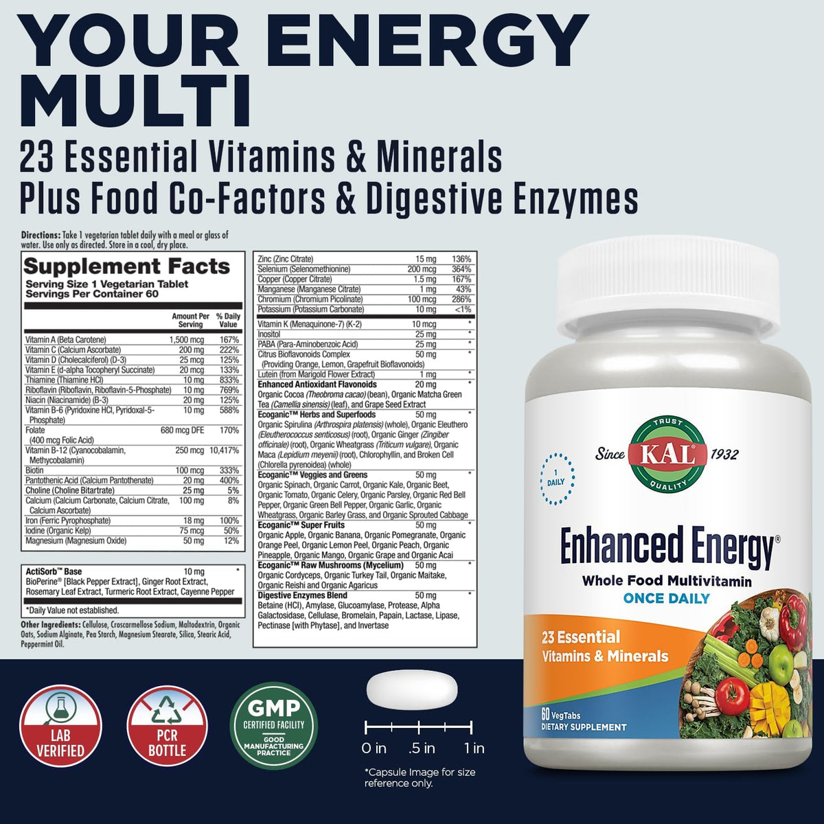 KAL Enhanced Energy Tablets, 60 Tablets - görsel 2