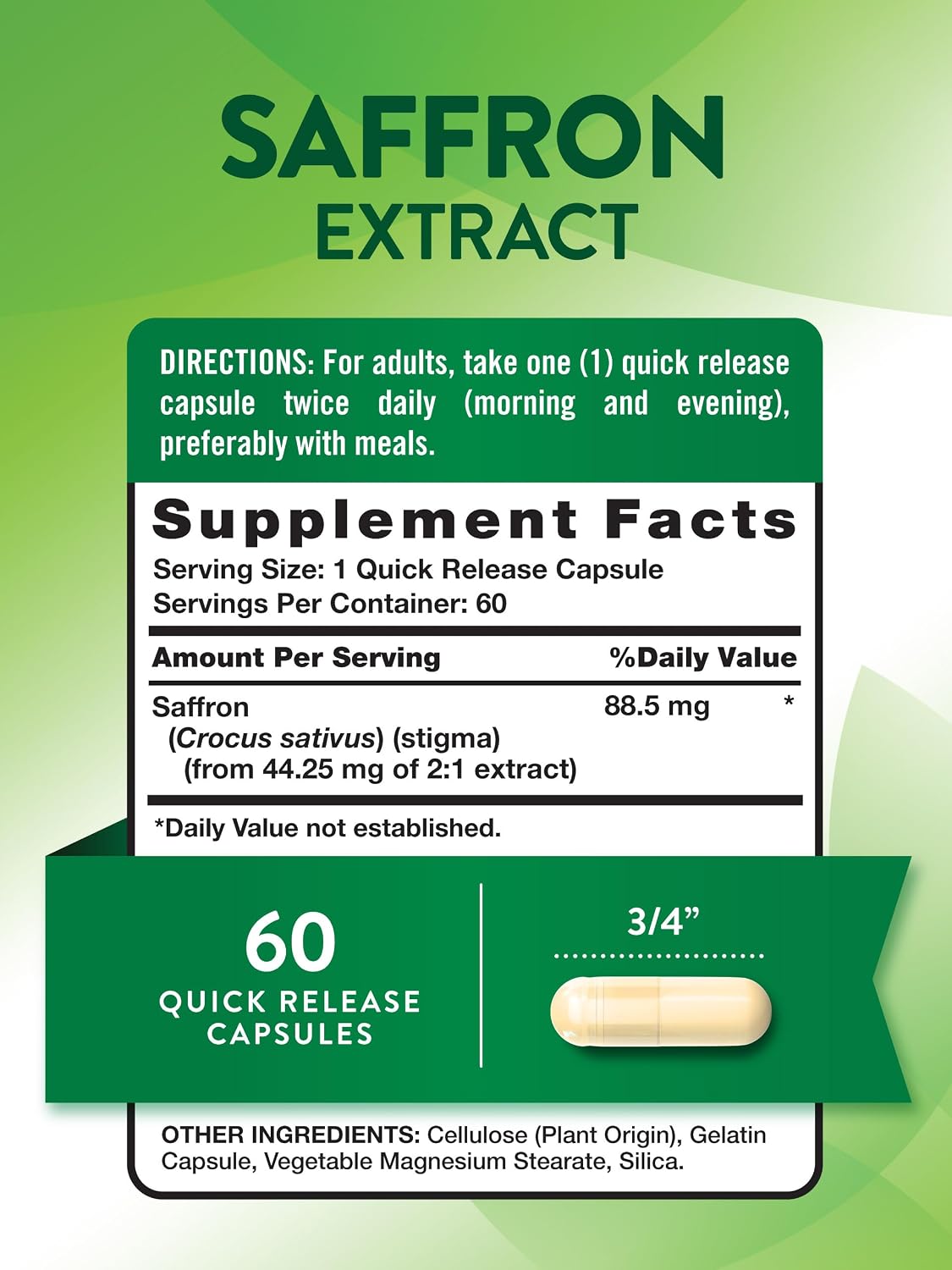 Nature's Truth Saffron Extract Supplement | Concentrated Capsules | Non-GMO & Gluten-free - görsel 2