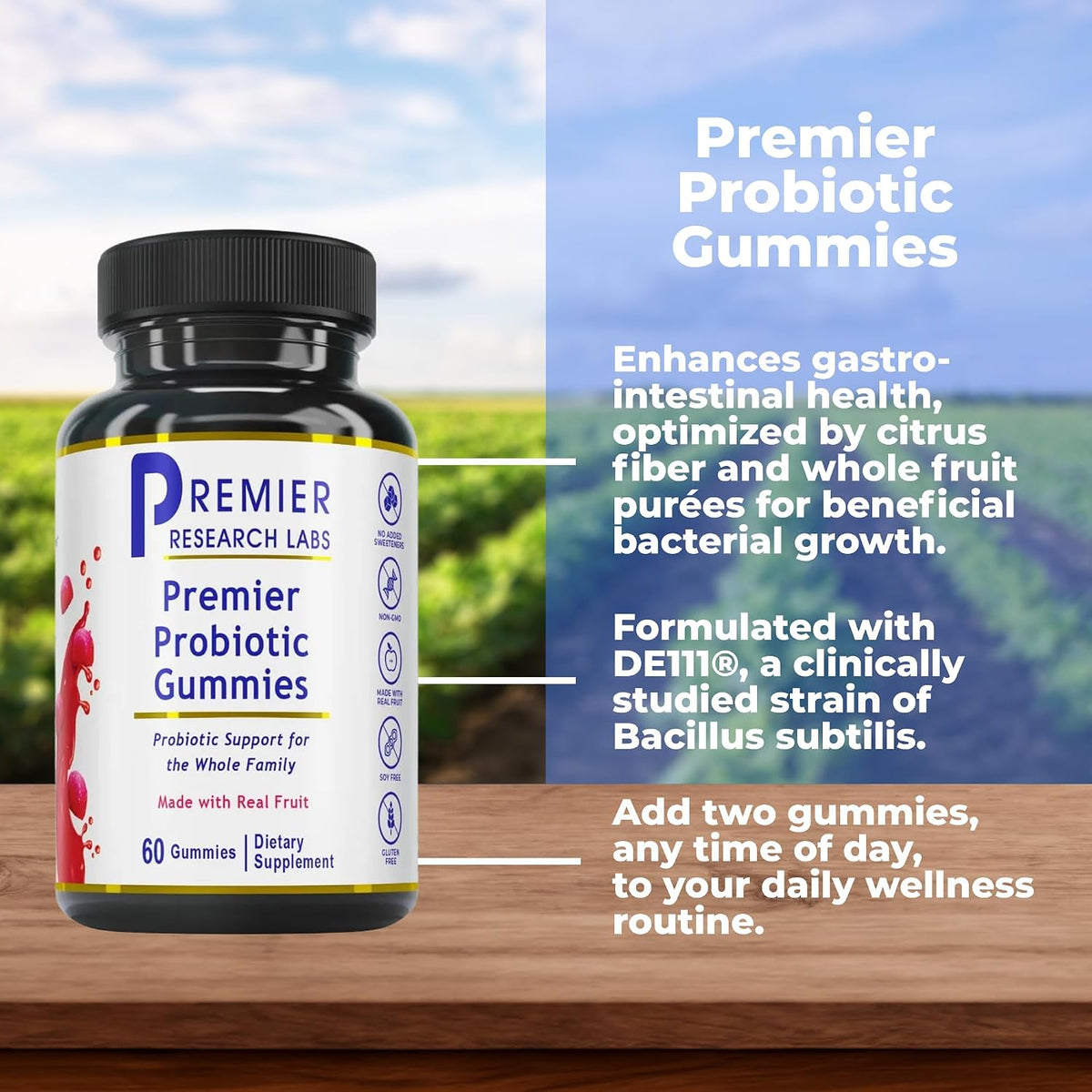 Premier Research Labs Probiotic Gummies – Probiotics for Women and Men with Fibre – 60 Vegan Gummies - görsel 2