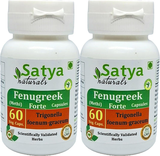 Fenugreek Forte Capsules 500 mg - Satya Naturals (2 Bottles of 60 Capsules)
