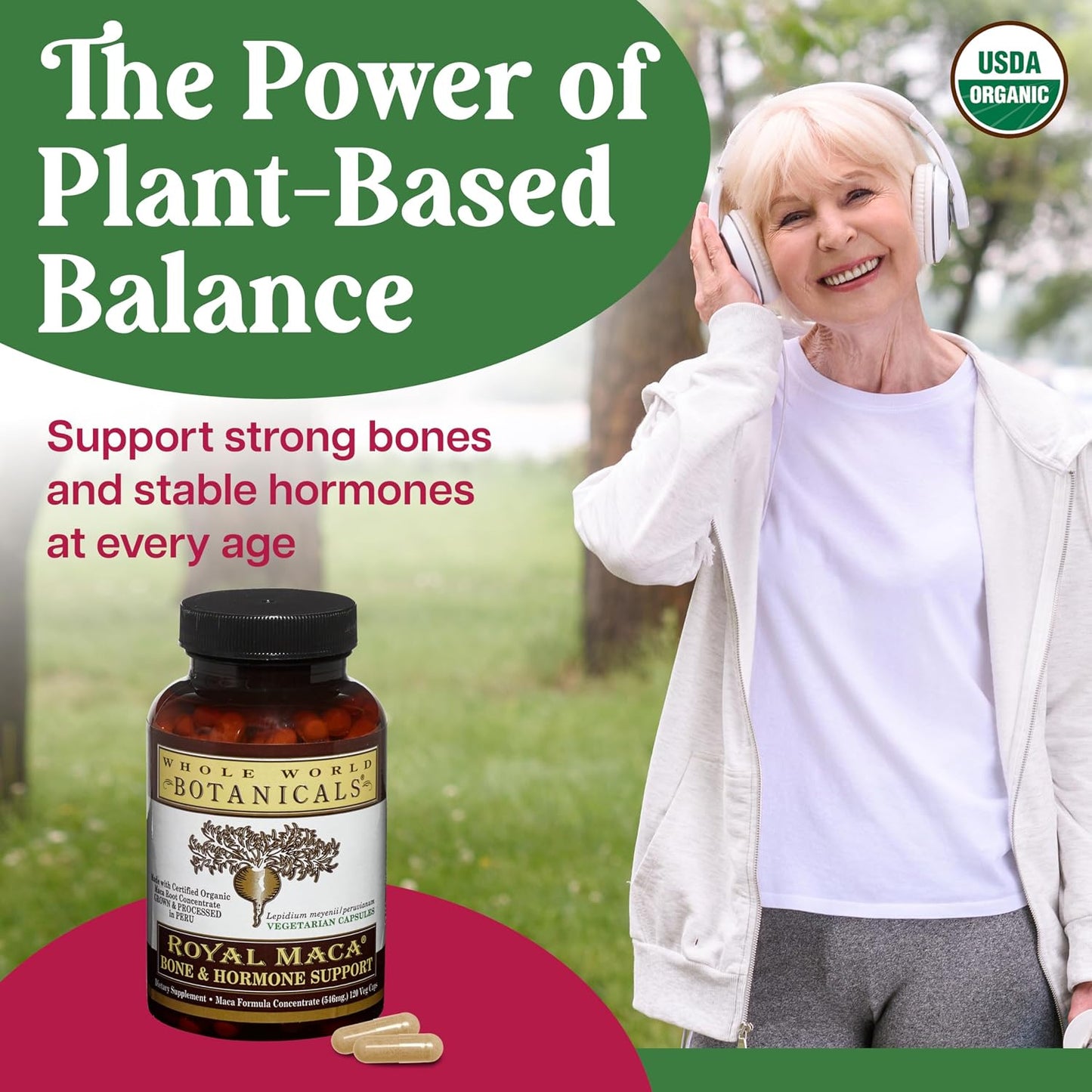 Whole World Botanicals Royal Maca Bone Support Capsules – Herbal Supplement with Vitamin D3, K2 & Magnesium – 120 Vegan Capsules - görsel 6
