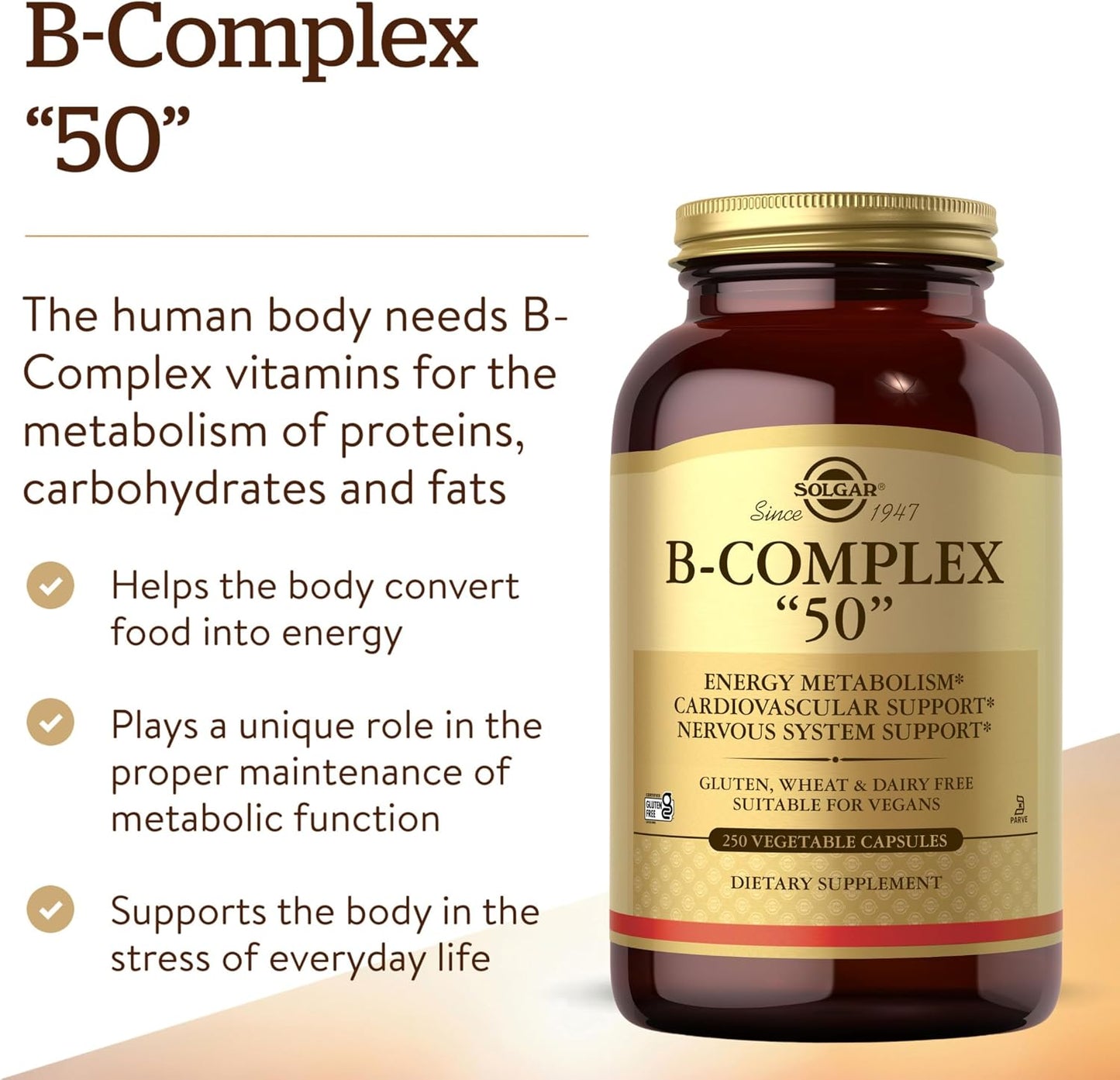 Solgar B-Complex "50", 250 Vegetable Capsules - görsel 3