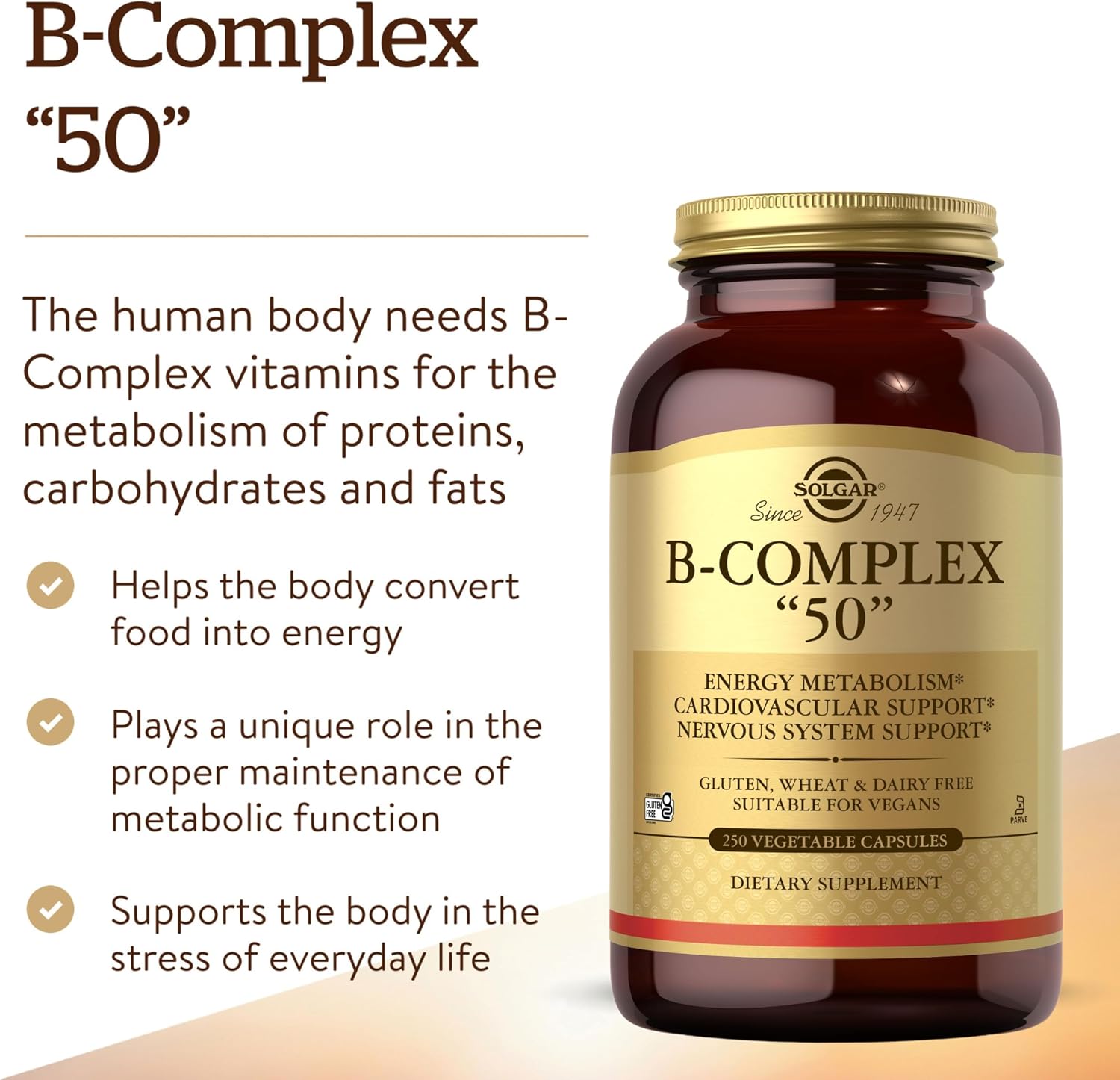 Solgar B-Complex "50", 250 Vegetable Capsules - görsel 3