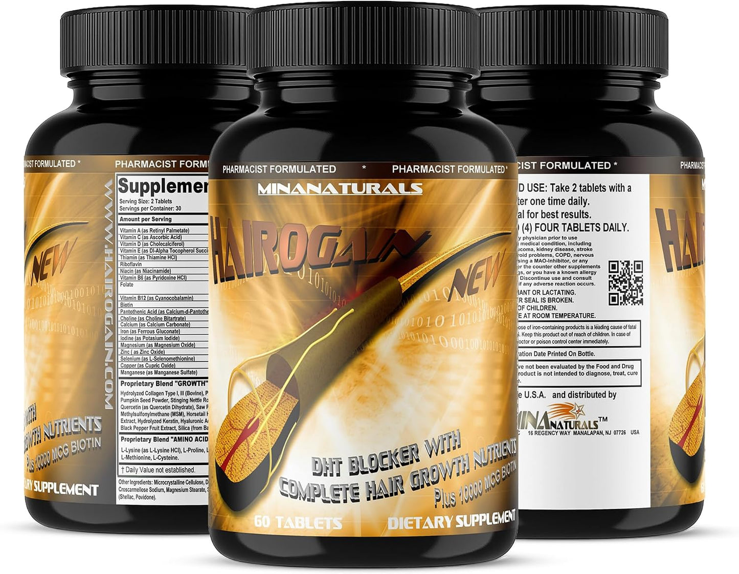 MINANATURALS HAIROGAIN DHT Blocker - Support Hair Growth with 10000 mcg Biotin, Collagen & Hair Vitamins - 60 Tablets - görsel 7