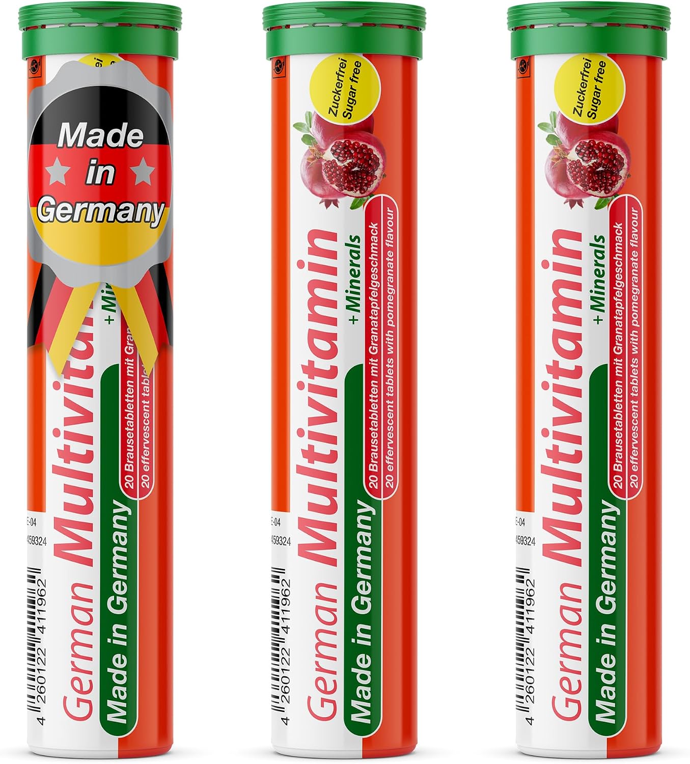 T&D German Multivitamin + Mineralien Drink Effervescent Tablets - 60 Servings, Pomegranate Flavour - görsel 1