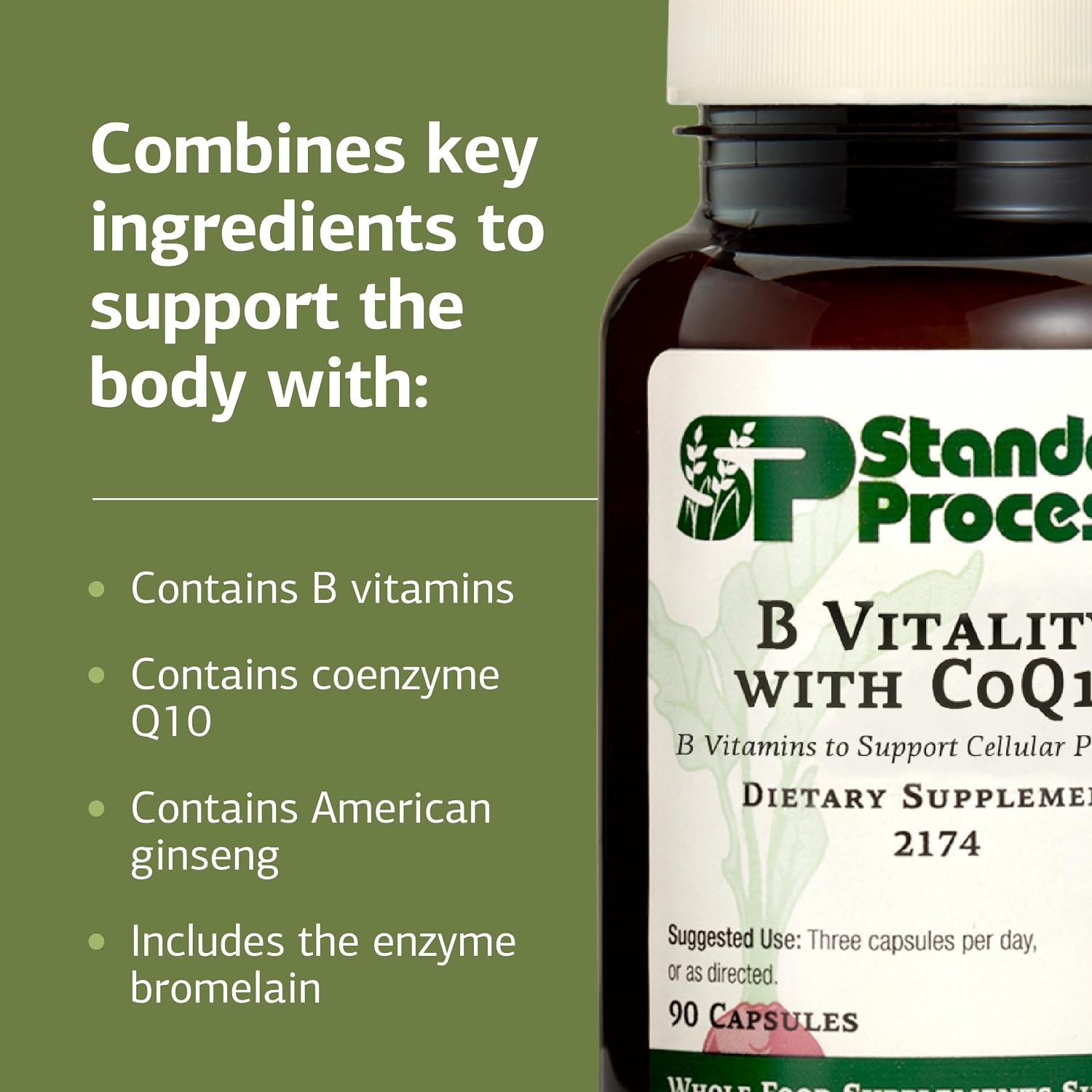 Standard Process B Vitality with CoQ10 - Cellular Health Supplement with Biotin, Vitamin B12 & Folate - 90 Capsules - görsel 4