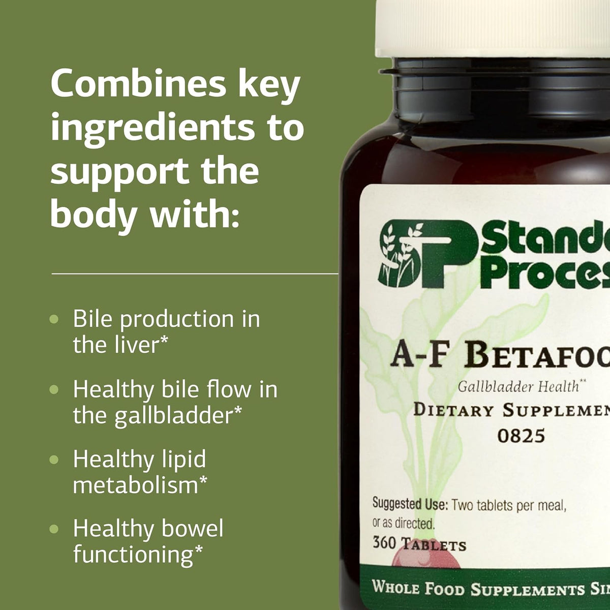 Standard Process A-F Betafood - Gallbladder Support Supplement, 360 Tablets - görsel 4