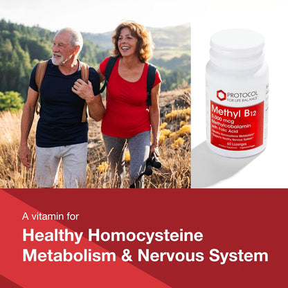 Protocol for Life Balance Methyl B12 5000mcg – Vitamin B12 for Homocysteine Metabolism – Supports Brain Health and Healthy Nervous System – Kosher, Halal and Vegan – 60 Lozenges