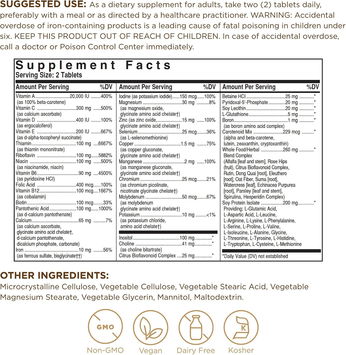 Solgar Formula VM-2000 Multinutrient System, 180 Tablets - görsel 2