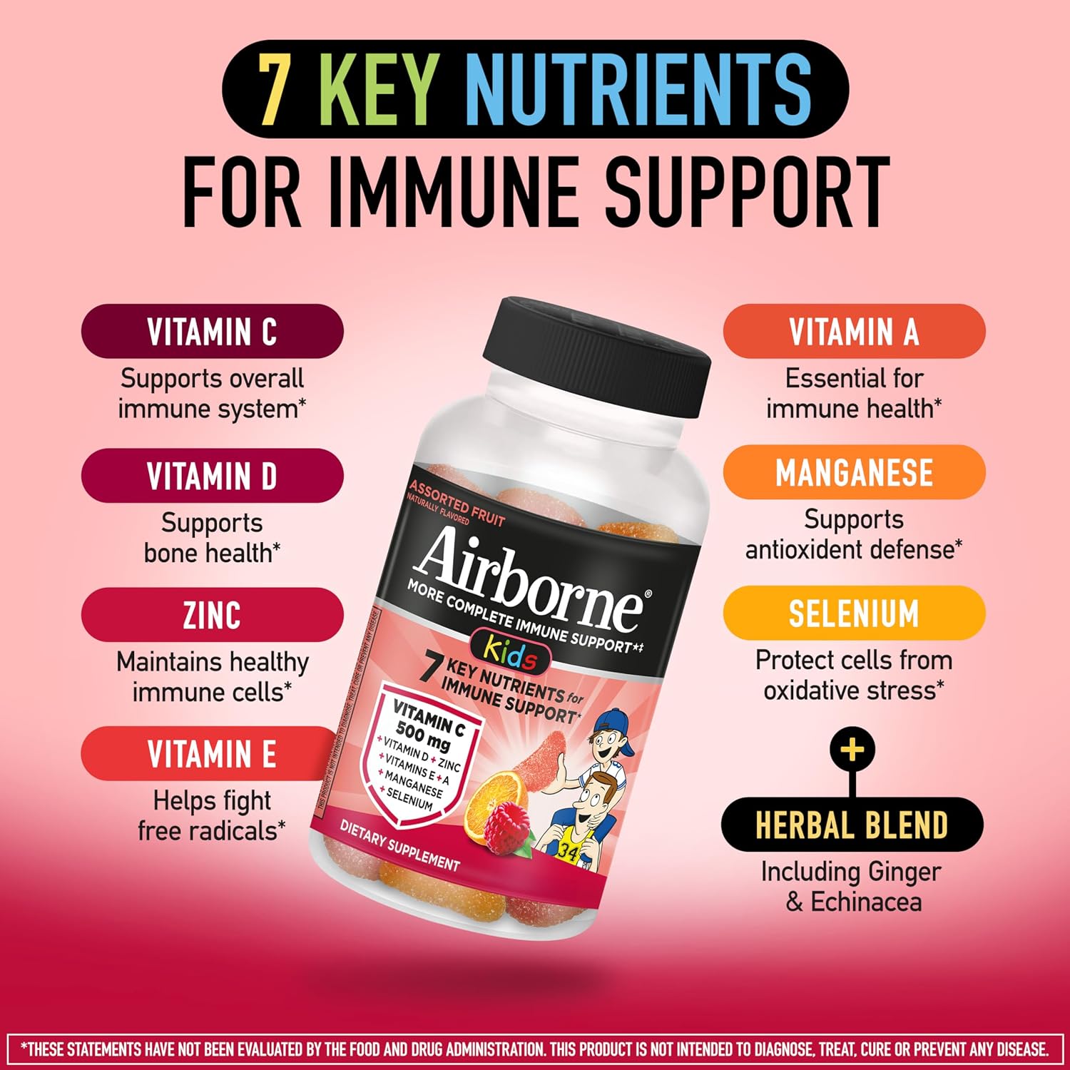 Airborne Kids Immune Support Gummies - Assorted Fruit Flavour (42 Count) - görsel 3