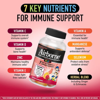 Airborne Kids Immune Support Gummies - Assorted Fruit Flavour (42 Count)