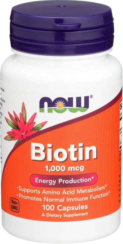 NOW Foods Biotin 1000 µg, 100 Capsules