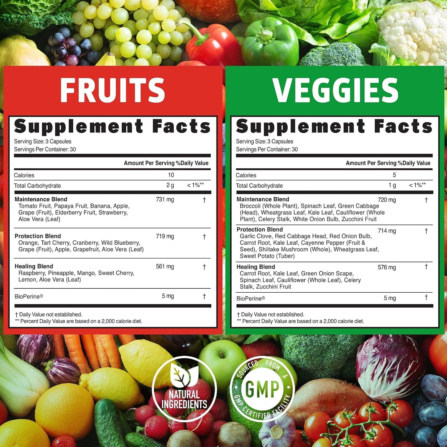 N1N Premium Super Fruits & Veggies Supplement, 180 Capsules – Whole Food Superfood for Women, Men and Kids with Aloe Vera and Bioperine - görsel 2
