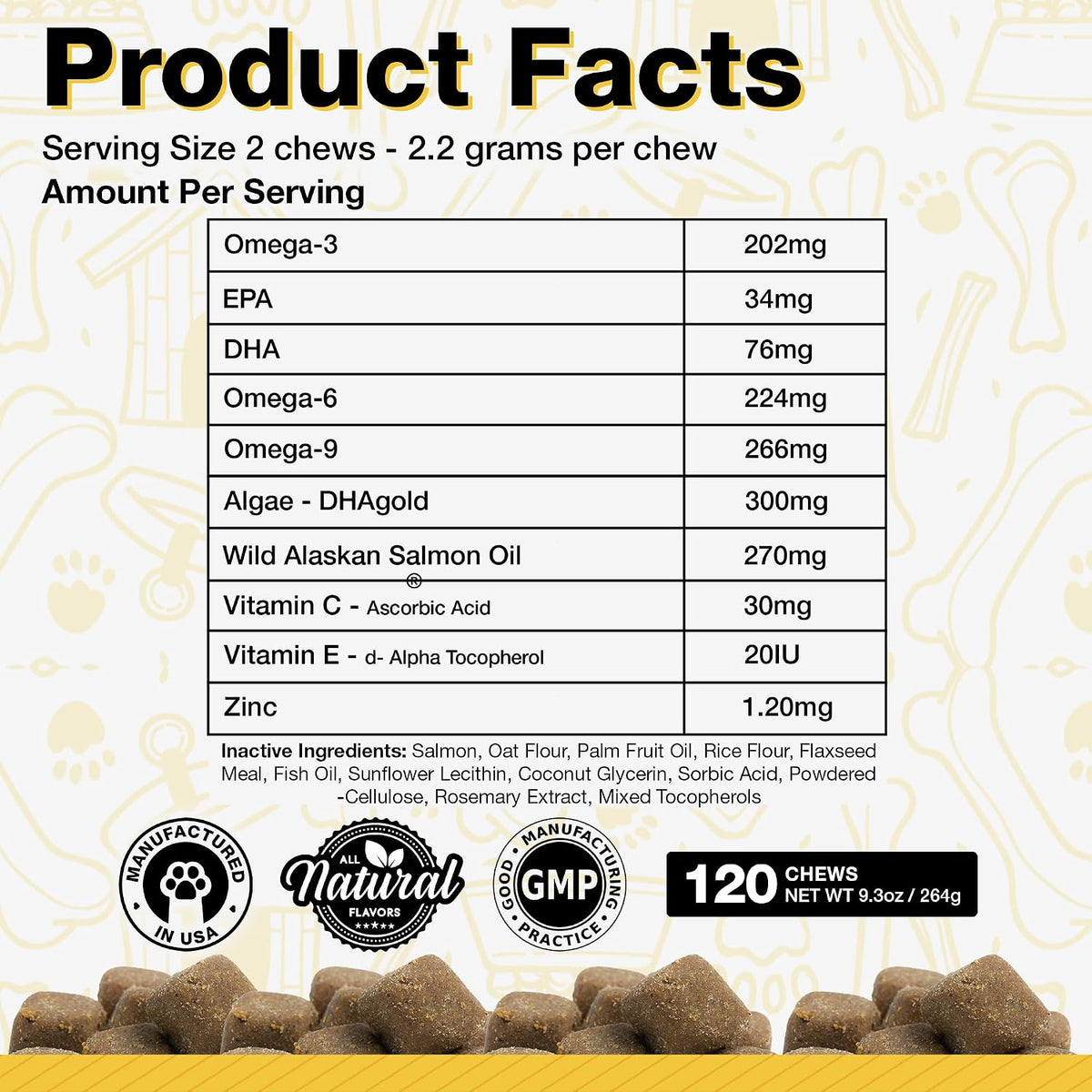 Pawlife Dog Fish Oil Supplements – Omega-3 Chews for Skin and Coat, Salmon Flavour (120 Chews) - görsel 6