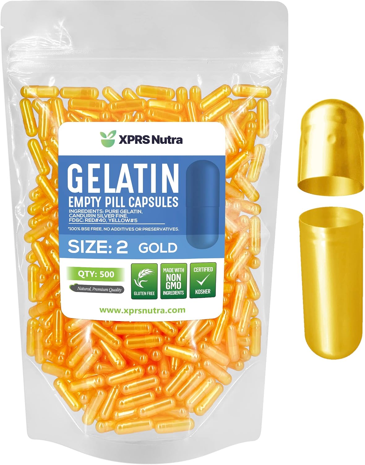 XPRS Nutra Size 2 Empty Capsules - 100 Count Clear Gelatine Capsules - DIY Capsule Filling - Pure Bovine Gel Caps for Homemade Supplements - görsel 10