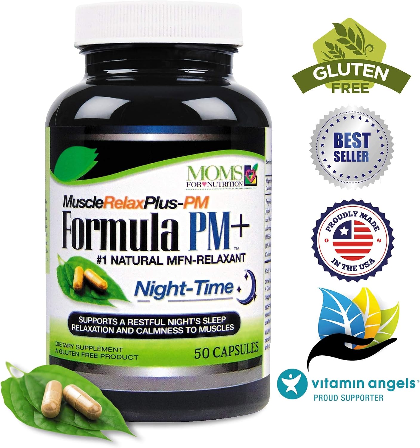 All Natural Night-Time MuscleRelax Formula – Over 1,500mg Strength Relaxer with Magnesium Glycinate – Gluten-free – 50 Capsules - görsel 3