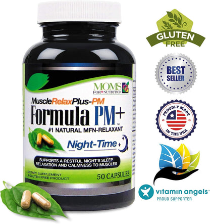 All Natural Night-Time MuscleRelax Formula – Over 1,500mg Strength Relaxer with Magnesium Glycinate – Gluten-free – 50 Capsules