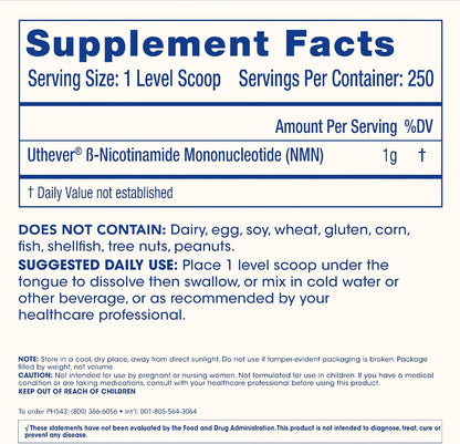 ProHealth NMN Pro Powder (250g) Clinically Studied Uthever® NMN. NAD+ Precursor for Cellular Energy, Mitochondrial Support & Healthy Ageing. USA Manufactured, Triple-Lab Tested