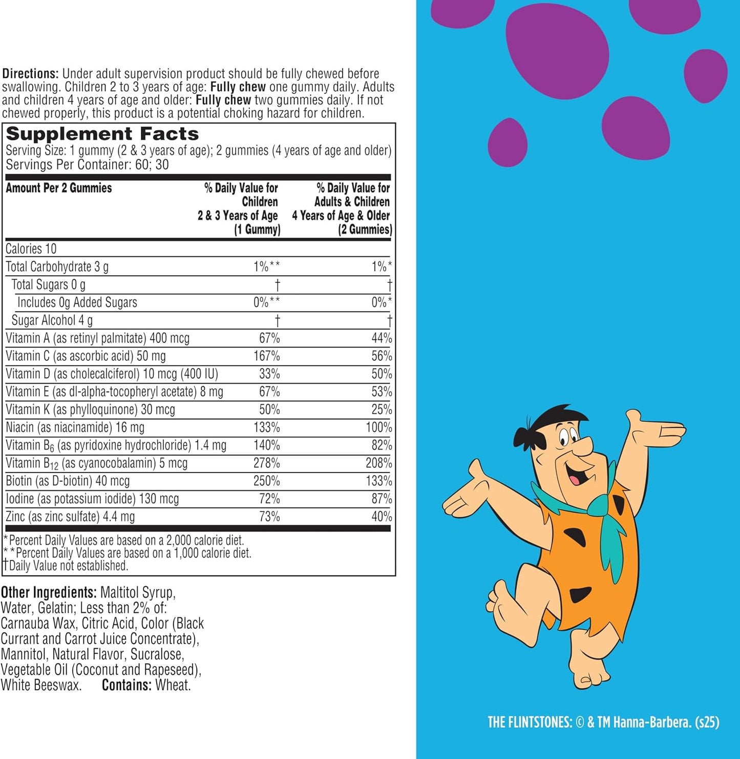 Flintstones Multivitamins for Kids, Sugar Free Kids Multivitamin Gummies, with Vitamins A, C, E, B6 & B12, Raspberry Flavour, 60 Count - görsel 6