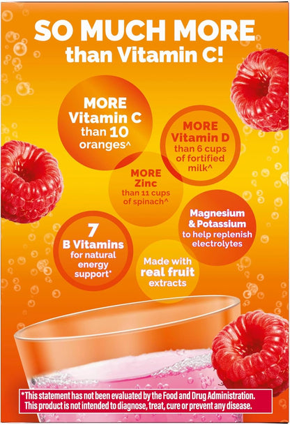 Emergen-C 1000mg Vitamin C Immune Support Powder, Raspberry Flavour, 30 Sachets