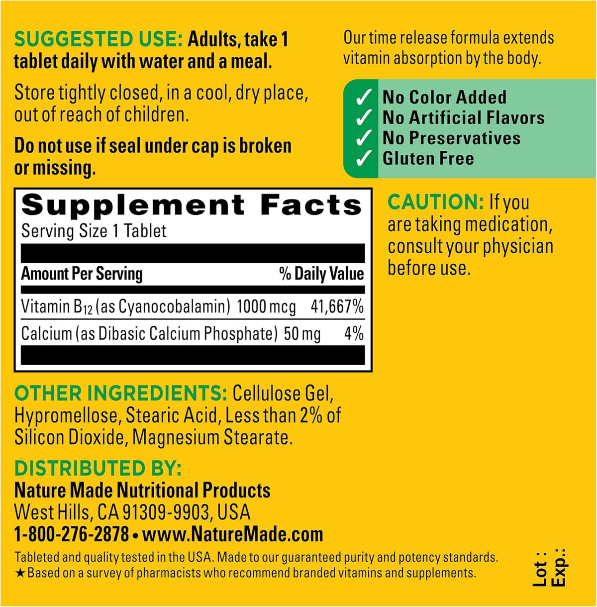 Nature Made Vitamin B12 1000 mcg Time Release Tablets, 75 Tablets - görsel 7