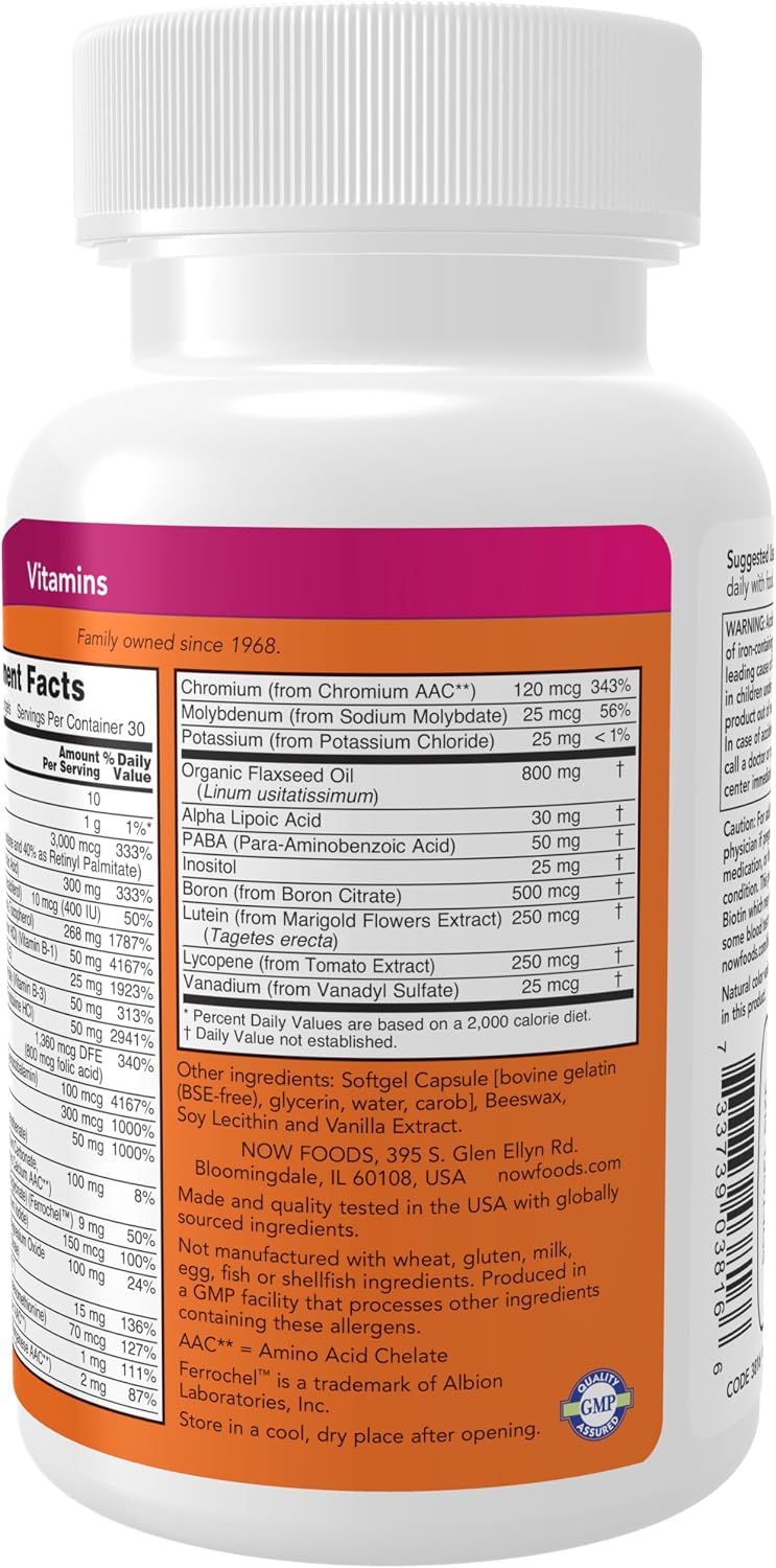 NOW Foods Liquid Multi Gels with Lutein, Lycopene, and Flax Seed Oil, 60 Softgels - görsel 3