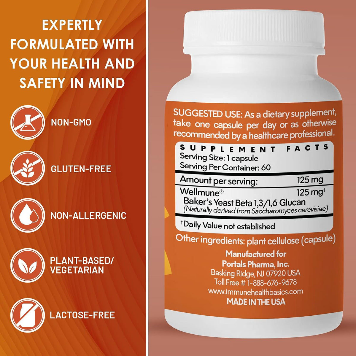 Immune Health Basics Ultra Strength Immunity - Wellmune Beta Glucan 125 mg - 60 Capsules - görsel 3