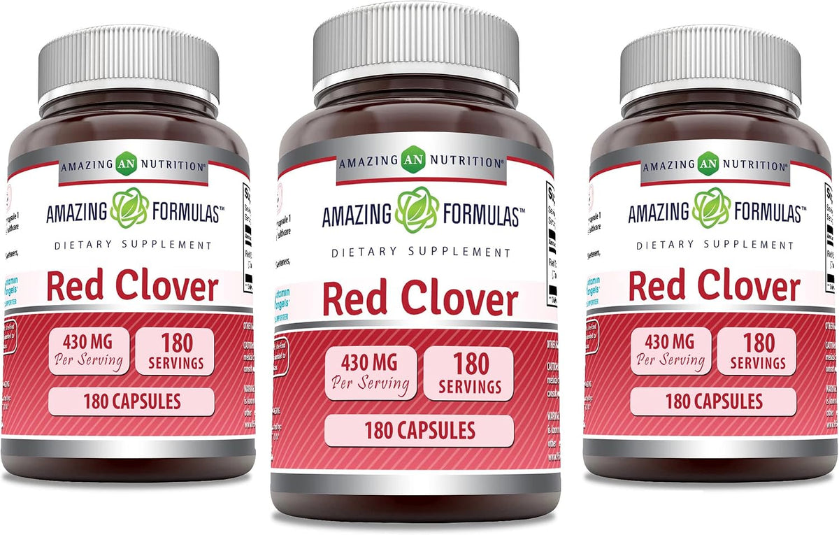 Amazing Formulae Red Clover 430 mg Supplement - Non-GMO, Gluten-Free - 180 Capsules - görsel 6