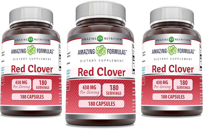 Amazing Formulae Red Clover 430 mg Supplement - Non-GMO, Gluten-Free - 180 Capsules