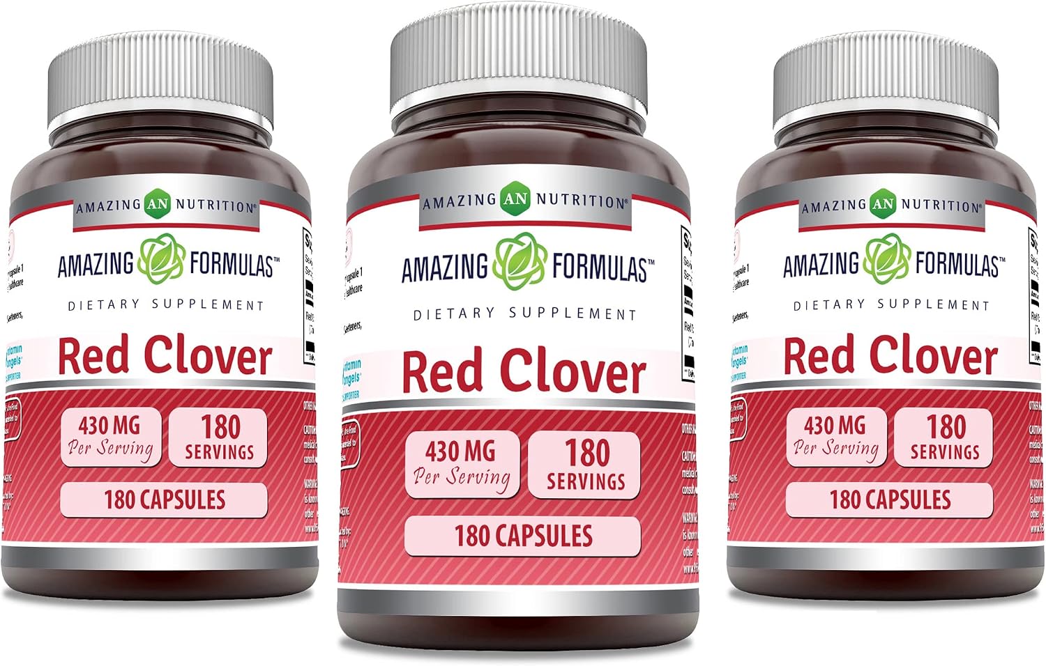 Amazing Formulae Red Clover 430 mg Capsules, 180 Capsules (3-Pack) - görsel 1