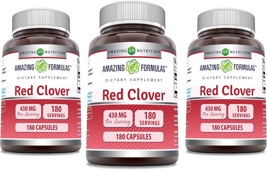 Amazing Formulae Red Clover 430 mg Capsules, 180 Capsules (3-Pack)