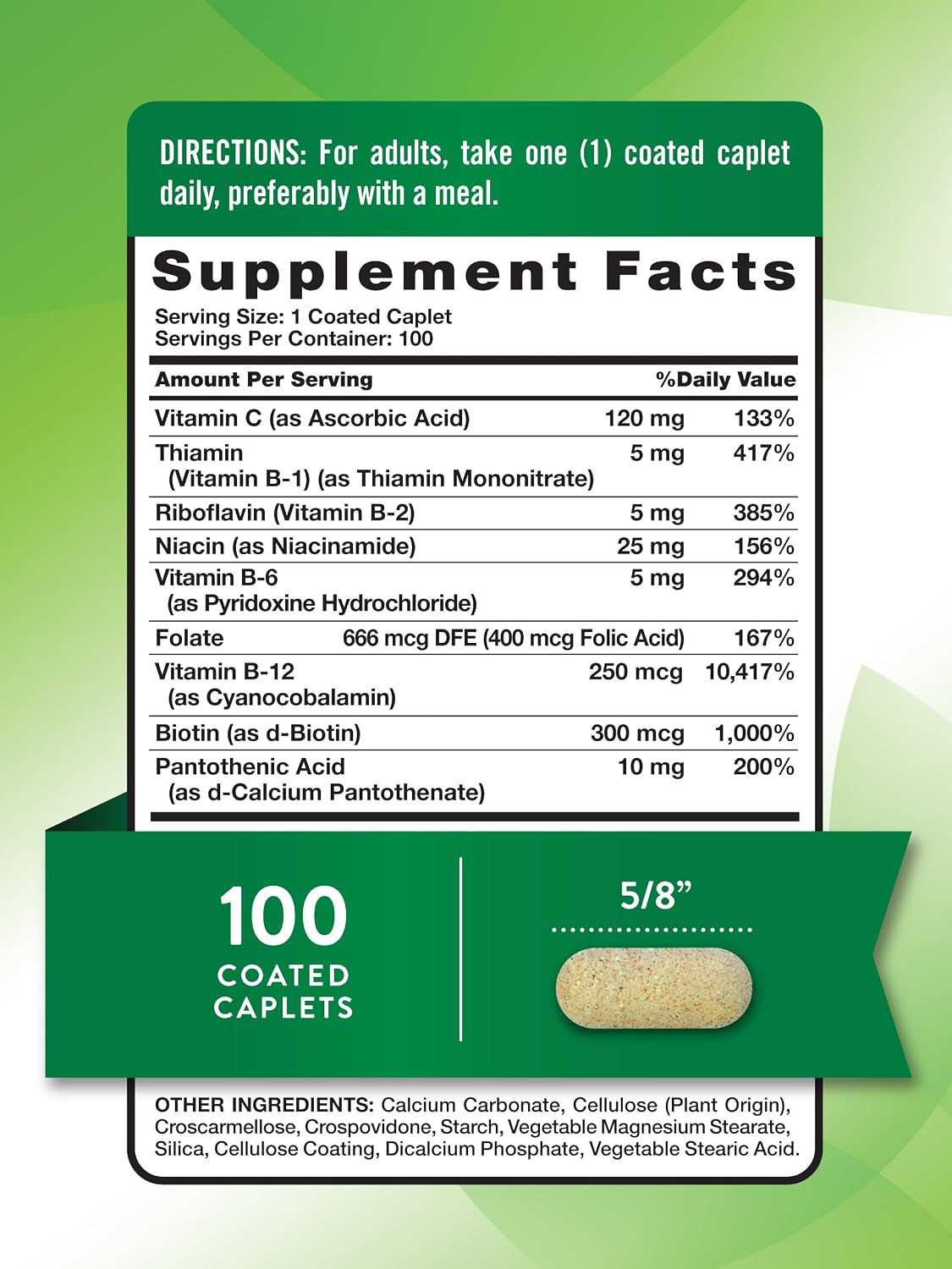 Nature's Truth Vitamin B Complex Plus Vitamin C | 100 Tablets | Vegan, Non-GMO & Gluten-free Supplement - görsel 2