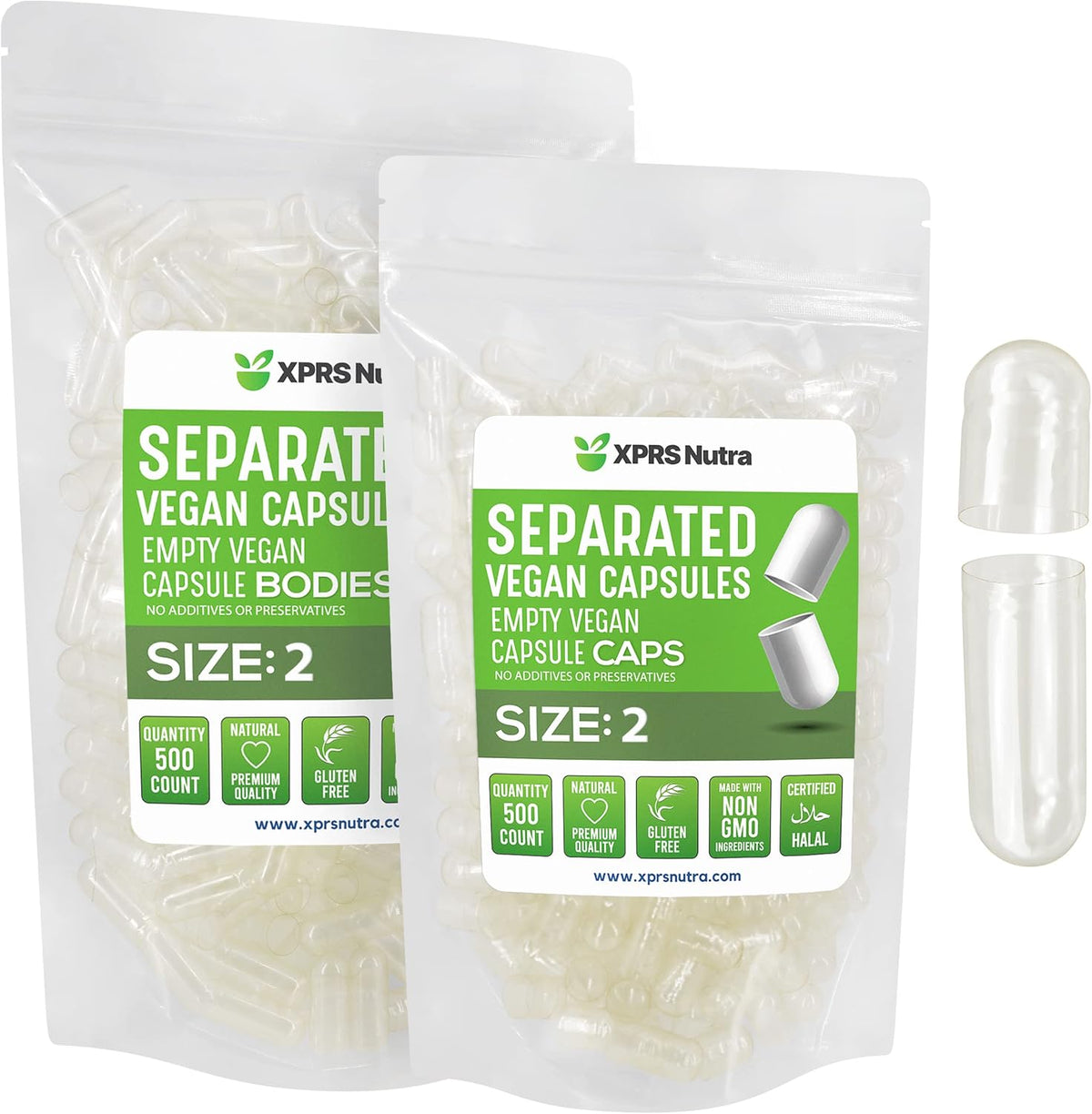 XPRS Nutra Vegan Size 2 Separated Capsules (1000 Count) - görsel 6
