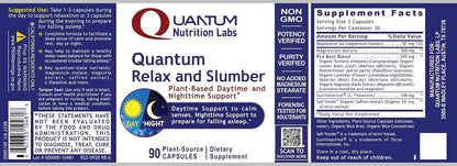 Quantum Nutrition Labs Quantum Relax and Slumber - Sleep Supplement with Magnesium Malate & L-Theanine, Natural Calm Complex with Lemon Balm & Valerian Root - 90 Capsules