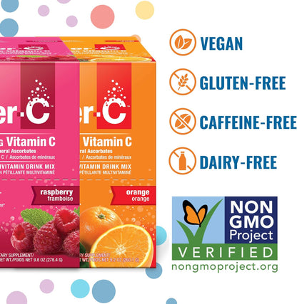 Ener-C Multivitamin Drink Mix - Orange and Raspberry, 60 Sachets